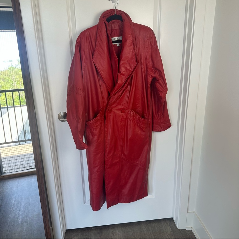 Vintage red leather trench coat Pelle